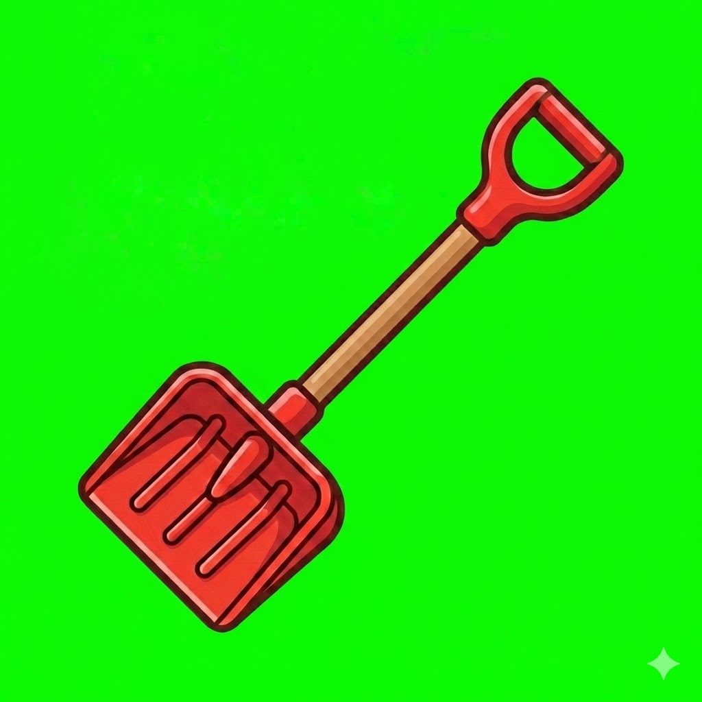 Snow shovel on #00ff00 green background